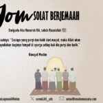 Poster solat jemaah dan hadis ganjaran tempat di syurga buat mereka yang pergi dan balik ke masjid.