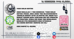 Siri poster perkongsian hadis berkaitan Ramadan, bertajuk, "Puasa Adalah Benteng."