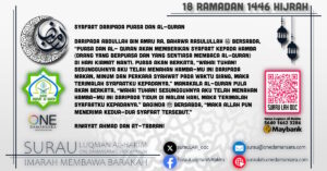 Siri poster perkongsian hadis berkaitan Ramadan, bertajuk, "Syafaat Daripada Puasa Dan Al-Quran."