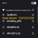 Tangkap layar Wi-Fi Surau Luqman Al-Hakim dan kata laluannya, iaitu suraulah.onedamansara.com dan 1231231230.