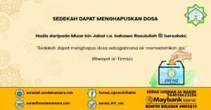 Perkongsian hadis daripada Muaz bin Jabal RA, di mana Nabi telah bersabda sedekah itu penghapus dosa.