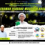 Poster Ceramah Perdana Maulidur Rasul, bertarikh 28 September 2024 bertempat di Surau Khalifah Umar Abdul Aziz, Apartment Idaman, Damansara Damai.