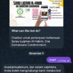 Tangkap layar applikasi Telegram dan perbualan contoh antara pengguna dan 'chatbot' Surau Luqman Al-Hakim.